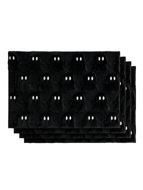 Black Ghost Halloween Placemats Set of 4, 12x18 Inch Soft Plush